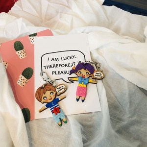 해피해피 걱정인형 열쇠고리 만들기(우드인형＋실＋열쇠고리＋꾸미기단추), 여자