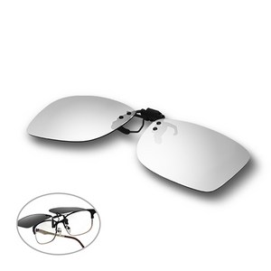 글라시야 사각형 및 원형 클립선글라스 15종, 사각 플립업 실버미러(겸용)