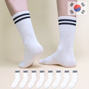 비바슈슈 남성용 쫀쫀하고 목이 긴 스트라이프 장목 패션 양말 8켤례 (250~270mm)