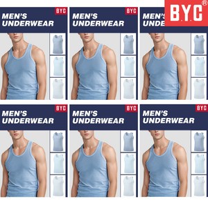 BYC 남성 유색 런닝 6매 순면 100 칼라 색상