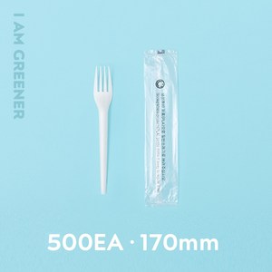 아이엠그리너 생분해 PLA 일회용 포크 화이트 개별포장, 5세트, 100개