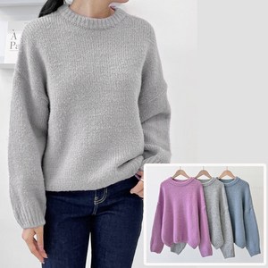 이드로 국산 여성 겨울 기본 루즈핏 베이직 긴팔 라운드 니트 스웨터 티셔츠 77까지