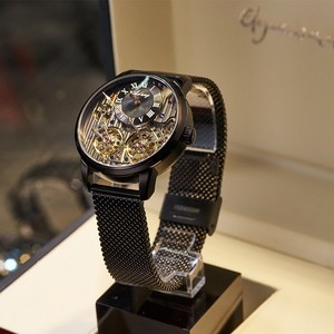 럭셔리 브랜드 고가의 남성용 시계 자동 기계식 시계 로마 더블 뚜르비용 방수 가죽 남성 시계|Mechanical Watches|