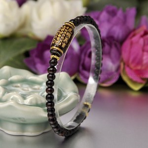 만자몰 NHB-51벽조목 광명진언모주 부적 골드비즈 불교염주팔찌 4mm 불교용품