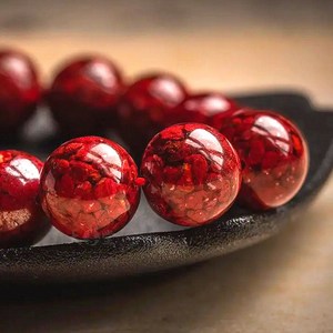 까시나 불교 염주 경면주사원석 99% 크리스탈 황제진상 남자 커플팔찌