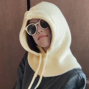 알음알음 버튼 후디 바라클라바 후드 니트 목도리모자 겨울 모자