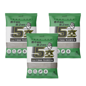 5초 카사바모래 천연 고양이모래 8L(3.2kg) X 3팩 1.5mm 초슬림, 무향
