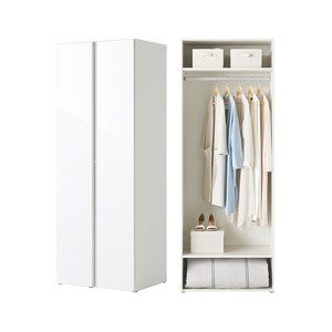 한샘 샘베딩 클로즈 옷장 80cm(높이216cm) 1단행거형 6종, A형 : 화이트하이글로시도어+화이트몸통(A)