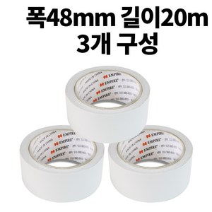 엠파이어 양면테이프 48mm 길이20m, 3개, 화이트