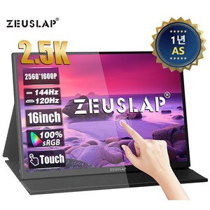 제우스랩 P16KT 16인치 144Hz 2.5K 500cd QHD 터치식 포터블 모니터, 34.4cm