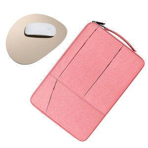바운트 노트북파우치 가방 + 마우스패드, 파우치(핑크)+패드(베이지)