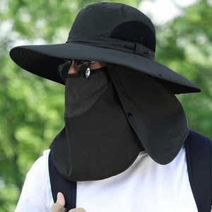 999피싱 낚시 모자 UV 자외선 차단 햇빛 가리개 등산 아웃도어 썬캡 메쉬 정글 사파리 모자, 블랙