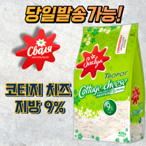 스발리아 코티지 치즈 지방 9% SVALYA COTTAGE CHEESE FAT 9% [아이스포장무료], 450g, 1개