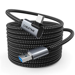 케이블타임 5Gbps VR 헤드셋 링크 90도 C타입 USB3.0 케이블 CA43, 혼합색상, 1개, 3m