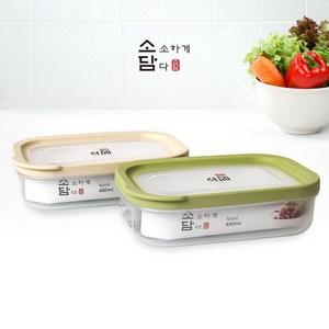 마이스타일 소담 밀폐용기 직사각3호 480ml, 그린, 1개