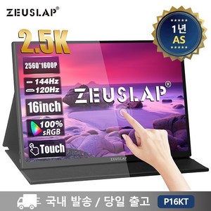 제우스랩 P16KT 16인치 144Hz 2.5K 500cd QHD 터치식 포터블 모니터, 34.4cm