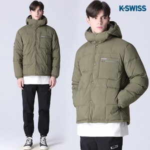 케이스위스 [케이스위스(K-SWISS)] 덕다운 버튼 미드 경량 패딩 점퍼