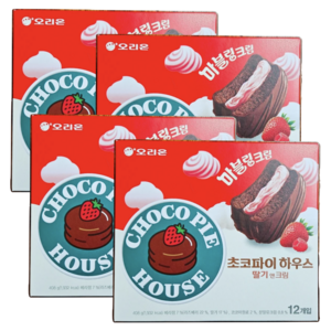 오리온 초코파이 하우스 딸기앤크림, 408g, 4개