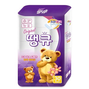 Oiginal 땡큐 화장지 3겹 30롤 x 1팩 휴지, 14m, 1개