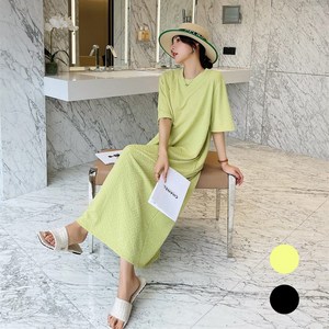 더미베어 프리미엄 고급 패턴 박시 여름 롱 원피스