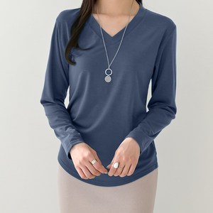 데일리앤 아이콘 브이넥 무지 긴팔 티셔츠
