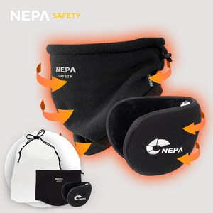 네파 Safety 방한넥워머 + 방한귀마개 브래드캣 파우치형, 넥워머 블랙+귀마개 블랙, 1개