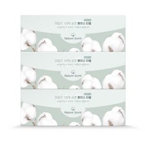 NatureScent 네이처센트 수건대용 일회용 순면 100% 페이스타올 플레인타입 60매, 60개입, 3개