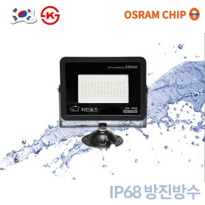 국산 LED 냉동고겸용 투광기 50W 흑색 방습등 냉동창고조명 투광등, 1개, 주광색