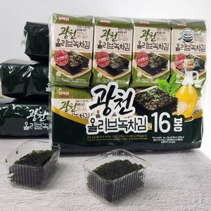 광천 올리브유 녹차 도시락김 64봉 조미김 삼육김, 64g, 4개