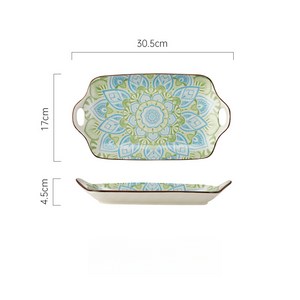 YAPOGI 보헤미안 도자기 사각 접시, D