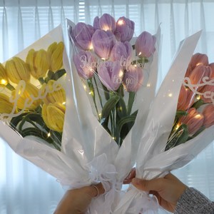 솜씨키트 모루 공예 튤립 꽃다발 만들기 DIY키트 3종(10송이), 연분홍, 없음