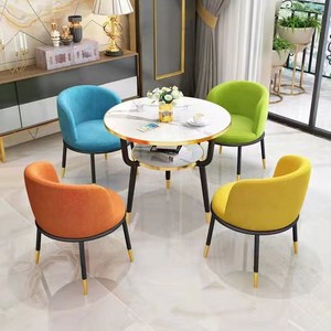 남쪽나무 4인 식탁 원형 테이블 의자 세트 카페 휴게실 휴게실, 2-사 색, 80cm(한 테이블 네 의자)