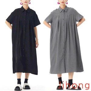 지홍 여름 반팔 셔츠 롱원피스 플레어 루즈핏 빅사이즈 박스핏