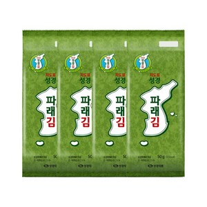 [지도표성경] [김 본사] 파래조각김 50g x 4봉 / 대용량 도시락김, 4개