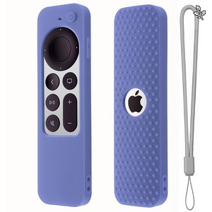 Parseley 애플TV 4K 신형 6세대 호환 리모컨 실리콘 케이스 커버 스트랩 포함, 라벤더