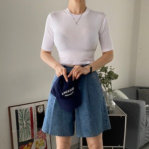 [라몬즈] 프리즘 라운드넥 베이직 슬림핏 반팔 티셔츠