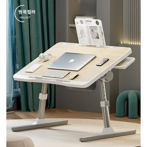 Roomxyd 베드테이블 침대테이블 좌석테이블 노트북책상 침실테이블 거실테이블 높이조절 각도조절 업그레이드버전, 월넛