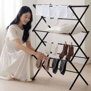 리스페토 빨래건조대 튼튼한 접이식 건조대, 올블랙
