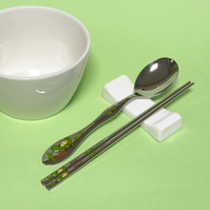 [국내생산] 앙쥬쥬 어린이 수저세트 + 휴대용 케이스 아동 주니어 스텐, 1세트, 수저세트+케이스, 디노야자수