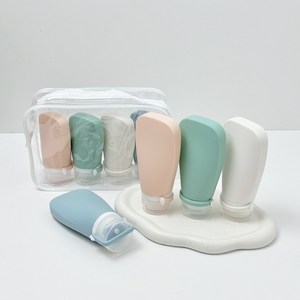 라이프그래피 새지않는 실리콘공병 튜브용기 여행용 수영장 샴푸 공병 4P 파우치, 4개, 실리콘용기 90ml