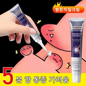 [국내배송] DRYMARTINE 5분 항문 크림 치질 연고 항 가려움 항문 불편 변비 항문 사타구니 케어 허브추출 자극없이 빠르고 효과적인, 1개, 20g