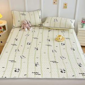 Cozy Aura 여름 천연 라텍스 냉감 침대 패드 쿨매트 + 베개커버 세트, 판다