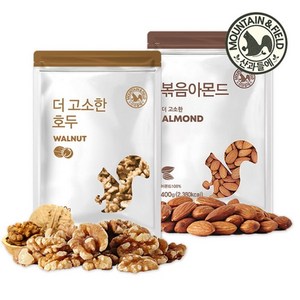 산과들에 24년산 햇 견과 1/4태호두400g+볶음아몬드400g / 신선한 견과류, 1세트, 기타