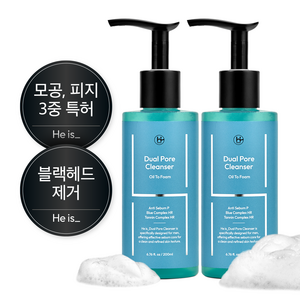 히이즈 듀얼포어 클렌저 남성 모공&블랙헤드 제거, 2개, 200ml