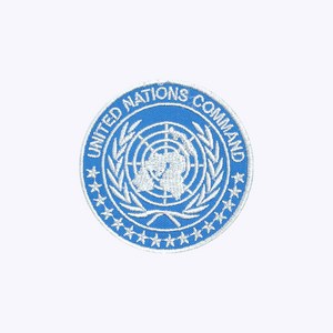 UN 원형 자수 패치 UN001 - 오버로크 벨크로 JSA 공동경비구역 헌병 군인 군용 마크 약장 와펜