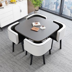 원탁 테이블 의자 세트 2개 60cm 탕비실 라이트 회의용 학원 발코니 티테이블 4인, 22 그레이스퀘어테이블80CM 4인용블랙콤비백가죽의자