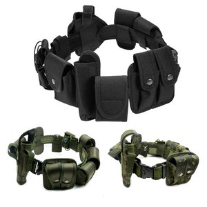 택티컬 듀티벨트 풀세트 SWAT Duty Belt 경호 경찰 군용 전술벨트 딴띠 작업허리띠 서바이벌 밀리터리용품 군대 사격장 군인용품, 검정, 1개