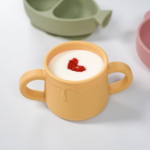 모엘루베베 유아 실리콘 허니 컵 어린이집 양손형 아기 간식컵, 1개, 노랑