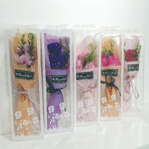 365스토어 카네이션 비누꽃다발 시들지 않는 꽃(3송이+포장+박스) 2pcs, 체리핑크 2개