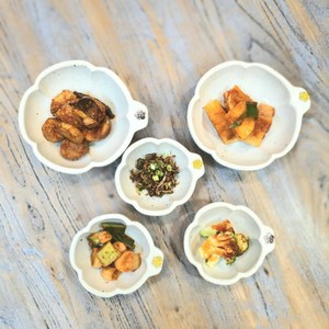 매화 손잡이 핸드메이드 도자기 찬기 앞접시 반찬그릇, 블루그레이, 대, 1개